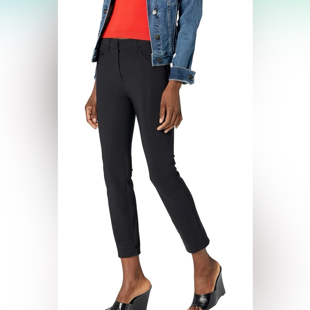 Theory Women’s Treeca Black Precision Ponte slim fit cropped pants 0
